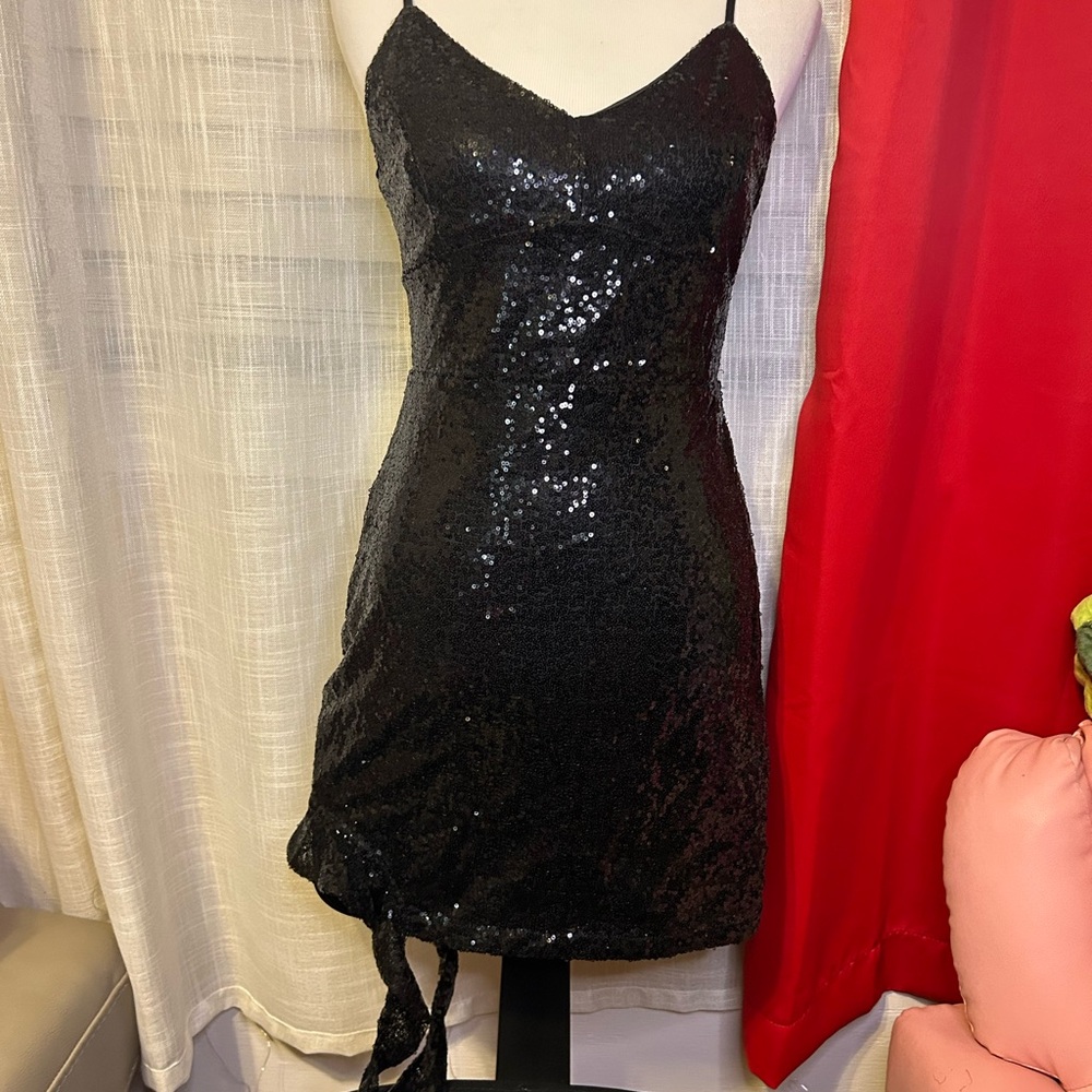 Black Sequin Mini Dress